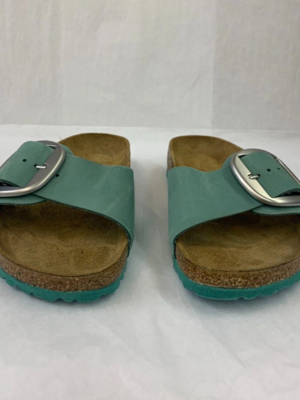 Birkenstock Madrid Big Buckle Beryl Nubuck Leather Narrow Width Sandals